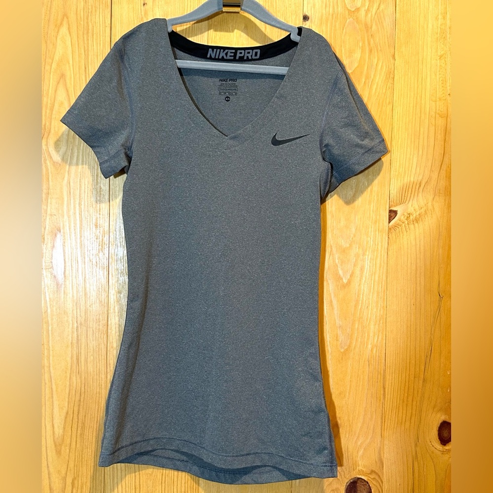 Gray Women's Short Sleeve Nike Pro Dri-fit Top